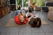 Guest Celine and guest Romy - Hogtied on the floor