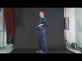 Anastasia posing infront of the camera wearing supersexy blue AGU rainwear (Video)