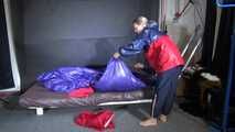 Watch Maly preparing and enjoying her shiny nylon Bedsheets in her Shiny nylon Rainwear