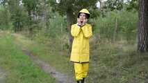 Miss Petra goes for a walk in friesennerz, yellow rain dungarees and rubber boots (looped version)