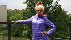 Lady Lana - purple Icepeak downcoat and purple shiny spandex leggings