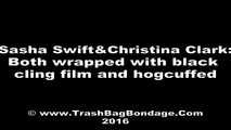 [From archive] Sasha Swift & Christina Clark - Both Wrapped With Black Cling Film And Hogcuffed (video)
