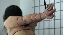 Tight elbow zip ties bondage