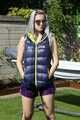 Watch Chloe enjoying her new shiny nylon Downvest in the garden