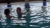 Lesbian Sex in public pool