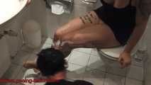 Kimi Cat piss on slave in the toilet