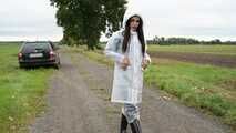 Miss Amira in Lepper nylon rain gear and transparent rain suit with Ilse Jacobsen coat