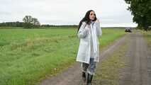 Miss Amira in Lepper nylon rain gear and transparent rain suit with Ilse Jacobsen coat