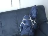 Tied and gagged archive girl hooded completely shut (Video)