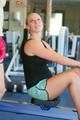 Katharina and Jenny during their workout in the fitness center wearing sexy shiny nylon shorts and tops (Pics)