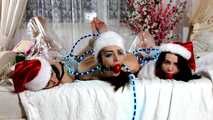 [From archive] Lucky, Nelly, Xenia - Santa’s little helpers hogtied and wrapped up on a bed (video)