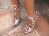 7 inch high heels dangling