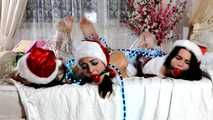 [From archive] Lucky, Nelly, Xenia - Santa’s little helpers hogtied and wrapped up on a bed (video)