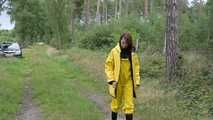 Miss Petra goes for a walk in friesennerz, yellow rain dungarees and rubber boots (looped version)