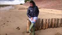 Rubber boot mistress at the North Sea beach for my welliefans