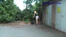 069018 Tiffany Takes A Casual Pee In Front Of A Garage