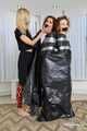 Terry and Vanessa - Trash bag games: Terry and Vanessa are packed in trashbags back to back