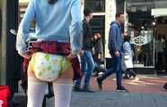I’m in Amsterdam wearing a cute puffy diaper under my skirt