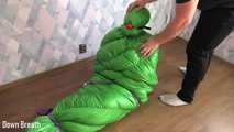 Green sleeping bag bondage and breathplay