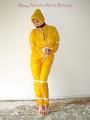 Leonie tied and gagged outdoor wearing shiny yellow rainwear (Pics)