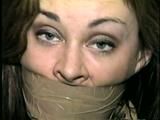 26 YEAR OLD RIVER VERY TIGHTLY WRAP TAPE GAGGED, PANTYHOSE FEET TICKLED, STUFFED MOUTH & DROOLING (D52-8)