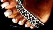 Beautiful long pearl toenails