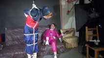 Ronja tied and gagged by stella in shiny nylon rainwear 