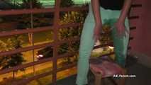 Desperation pee on public balcony