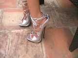 7 inch high heels dangling