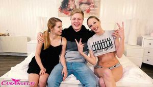 Hot threesome with cute teen Jamie