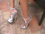 7 inch high heels dangling