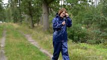 Miss Petra goes for a walk in Farmerrain jacket,  rain dungarees and rubber boots