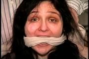 34 YR OLD STAY AT HOME MOM GETS HANDGAGGED, MOUTH STUFFED, HAND FEET & TOE TIED, CLEAVE GAGGED AND TIED TO A CHAIR (D70-5)