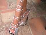 7 inch high heels dangling