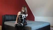 Miss J get hogtied gagged in a shiny PVC outfit