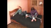 Catt and Alexa - Naughty girl tied up before joining helpless girlfriend on the bed (video)