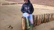 Rubber boot mistress at the North Sea beach for my welliefans