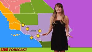 Embarrassed Weather Girl strips naked during Live Broadcast - Charlotte Cross