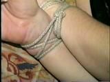 26 YEAR OLD RIVER MOUTH STUFFED, WRAP TAPE GAGGED, BALL-TIED, TOE-TIED IN PANTYHOSE (D47-7)