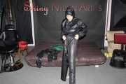 Watching sexy Sandra putting on several layers of shiny nylon rainwear including hoods and enjoy the feeling (Pics)