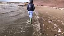 Rubber boot mistress at the North Sea beach for my welliefans