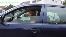 078044 Rachel Evans Rakes An Emergency Pee By The Side Of Her Car