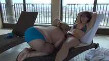 Lesbian Sex in public pool