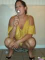Kinky Florida Amateur Milf Toni Faye Golden Dress And Glass Dildo