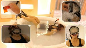 Xiaoyu Wearing Diving Gear in Bathtub