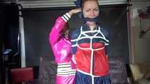 Ronja tied and gagged by stella in shiny nylon rainwear 