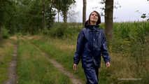 Miss Petra goes for a walk in Farmerrain jacket,  rain dungarees and rubber boots