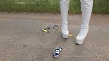 Model car crushing beside the motorway