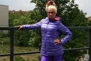 Lady Lana - purple Icepeak downcoat and purple shiny spandex leggings