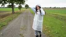 Miss Amira in Lepper nylon rain gear and transparent rain suit with Ilse Jacobsen coat